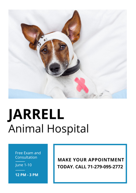 Dog in Animal Hospital Poster A3デザインテンプレート
