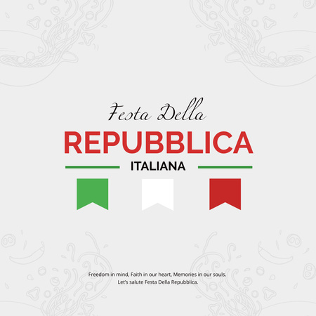 Italian tasavallan päivän tervehdys harmaa Instagram Design Template