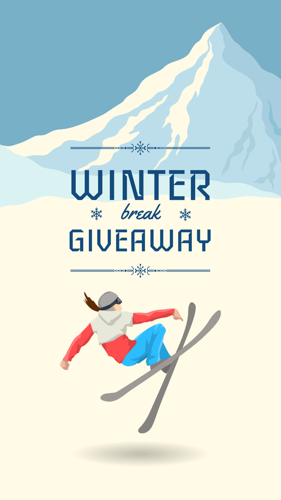 Ski resorts ad with Snowy Mountains Instagram Story Design Template