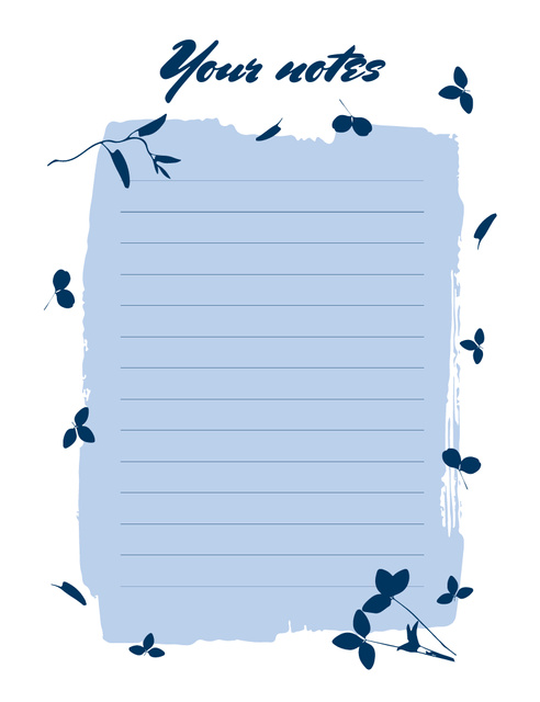 Personal Planner With Blue Small Leaves Notepad 107x139mm Design Template