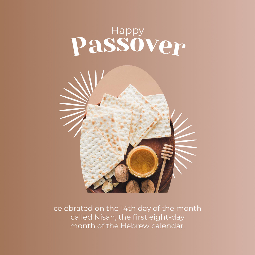 Greeting on Passover with Matzo Instagram Design Template