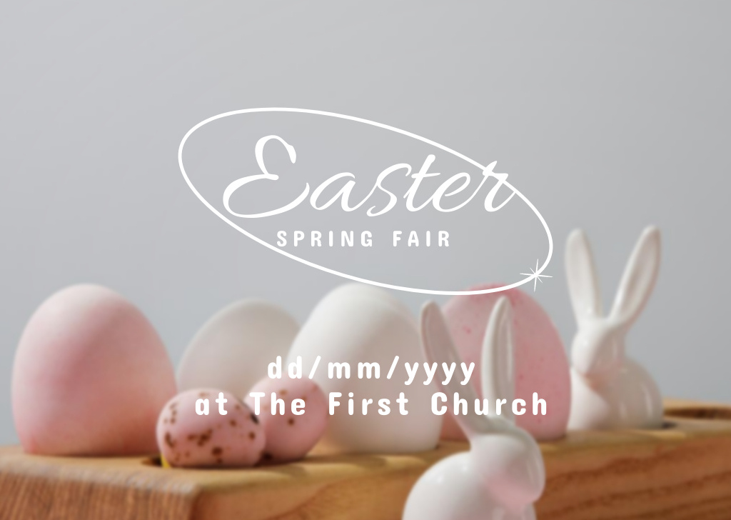 Easter Fair Announcement with Painted Eggs Flyer A6 Horizontal Design Template
