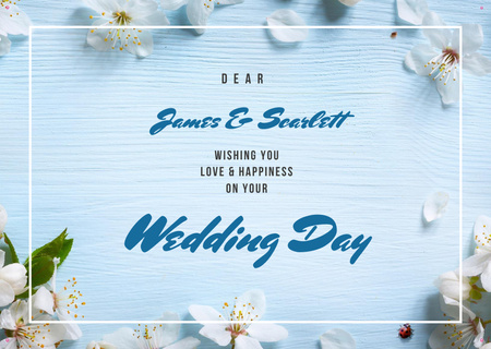 Wedding Celebration with Watercolor Flowers Card Design Template