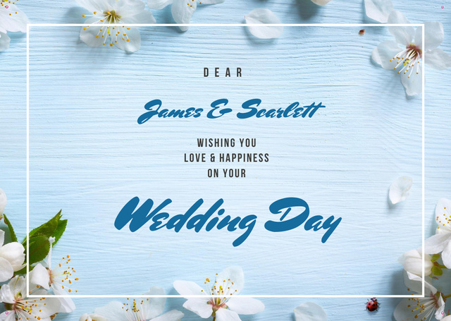 Designvorlage Wedding Celebration with Watercolor Flowers für Card