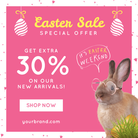 Designvorlage Easter Promotion with Funny Bunny in Glasses für Instagram