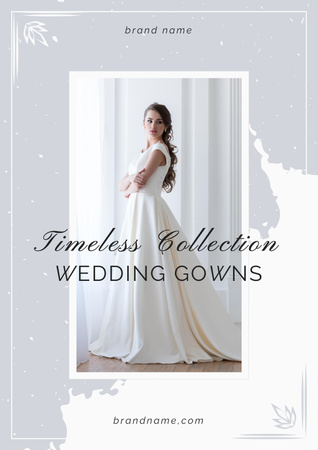 Modèle de visuel Annonce de boutique de mariage avec la mariée en robe blanche - Poster