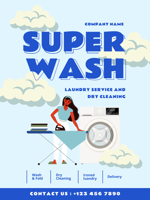 Services of Dry Cleaning Poster USデザインテンプレート