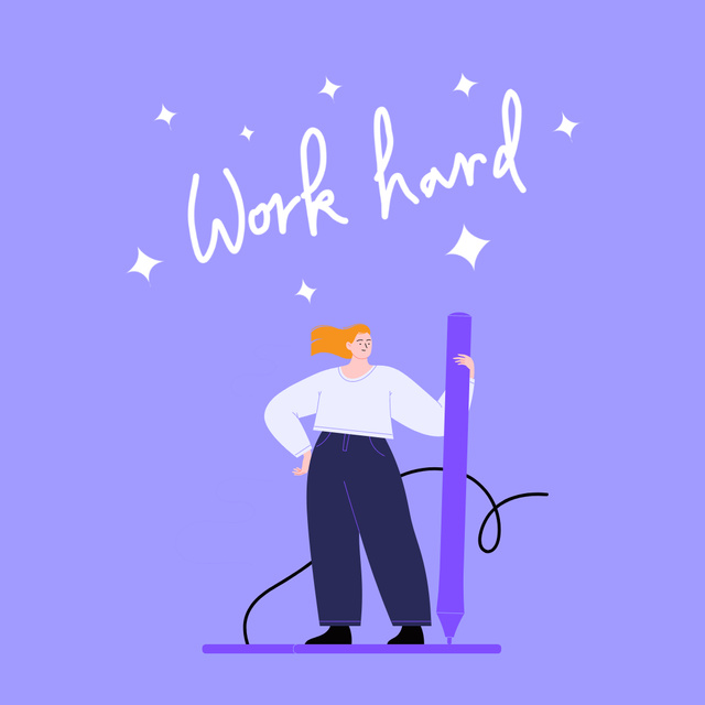 Designvorlage Motivational Advice about Working Hard für Animated Post