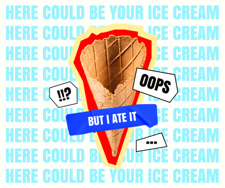 Template di design divertente illustrazione di waffle cone senza gelato Facebook