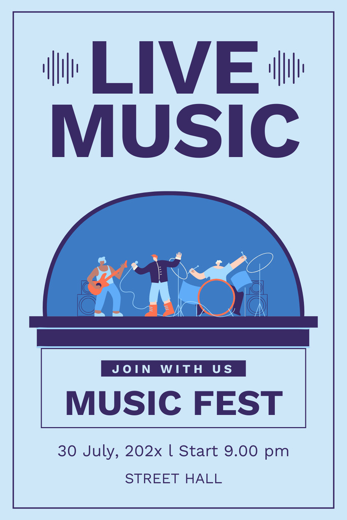 Ontwerpsjabloon van Pinterest van Live Music Festival with Cheerful Musicians