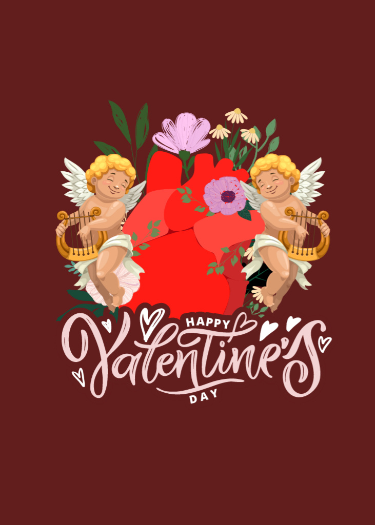 Modèle de visuel Valentine's Day with Cupids - Invitation
