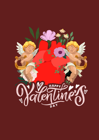 Valentine's Day with Cupids Invitation Design Template