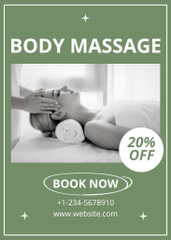 Massage Salon Ad with Cute Woman with Towel on Head and Sponges
