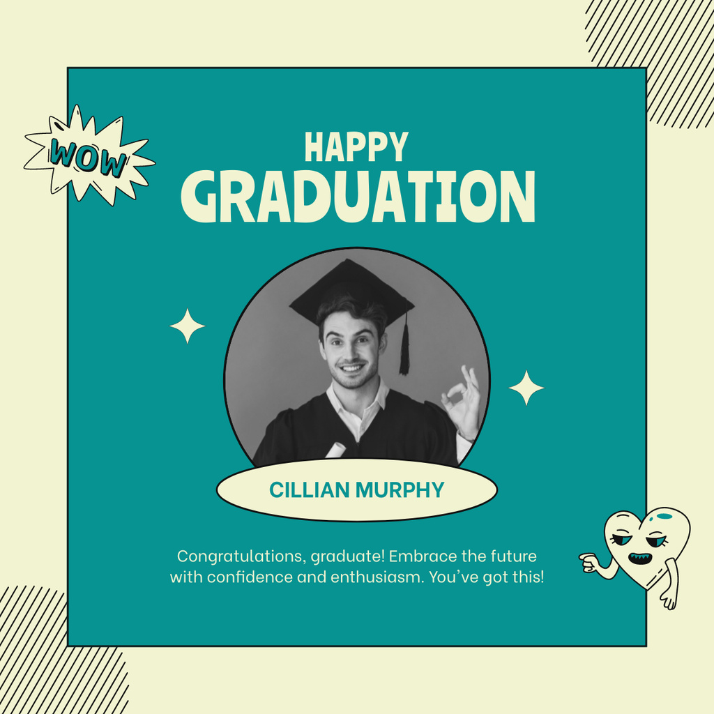 Ontwerpsjabloon van LinkedIn post van Graduation Event Greetings to Man