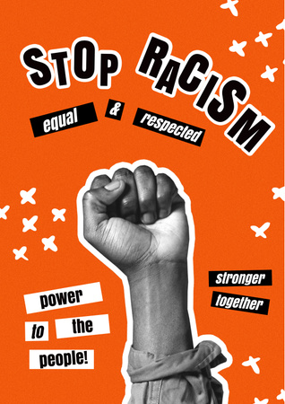 Platilla de diseño Protest against Racism with Fist Poster