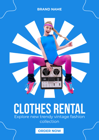 Rental thrift clothes blue Poster Design Template