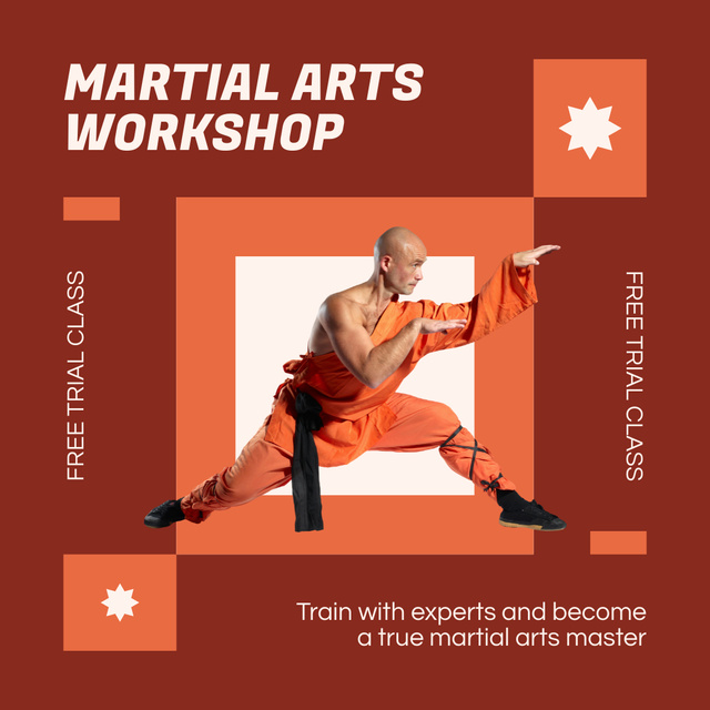 Martial Arts Workshop Ad with Fighter Instagram AD Design Template