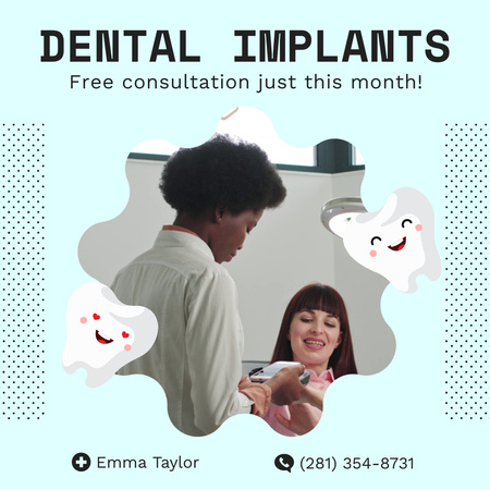 Dental Implants And Free Consultation Offer Animated Post Design Template