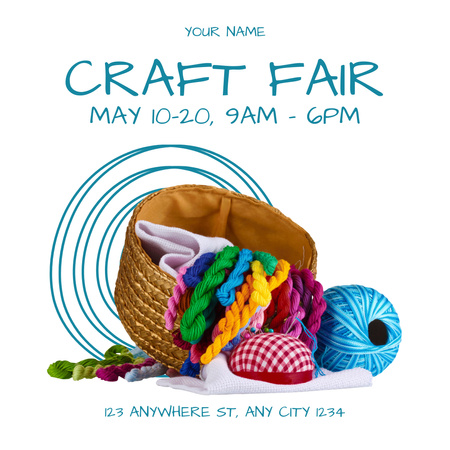 Craft Fair Announcement with Bright Yarn Instagram Design Template