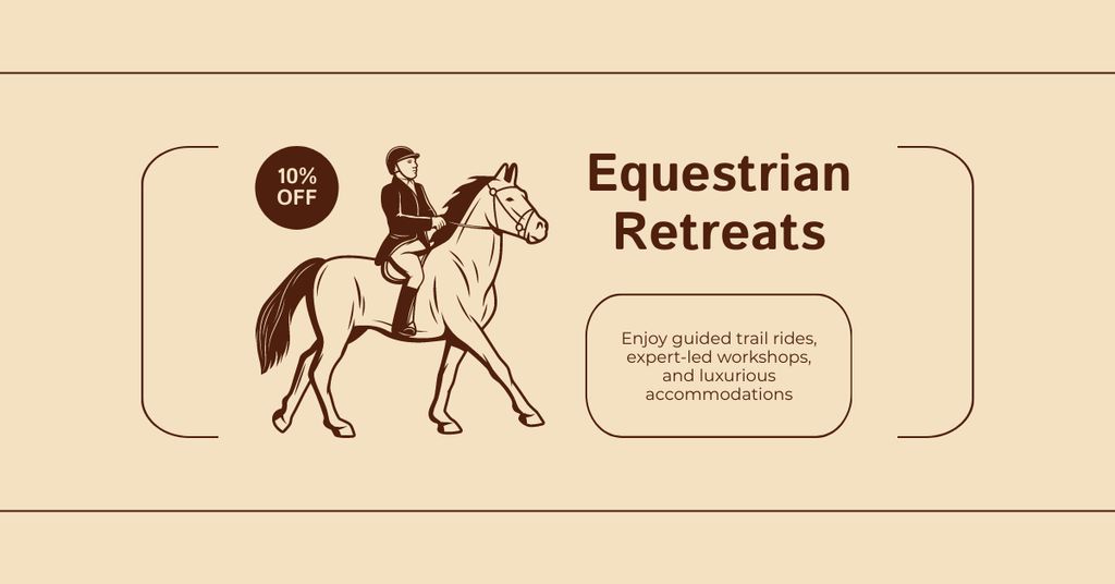 Join Equestrian Retreat with Discount Facebook ADデザインテンプレート