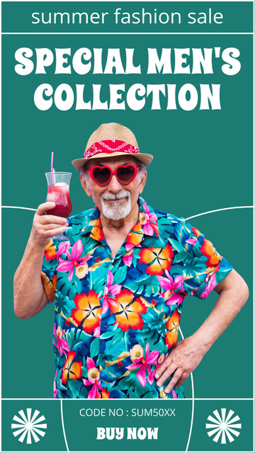 Designvorlage Summer Fashion Sale of Men's Collection für Instagram Story