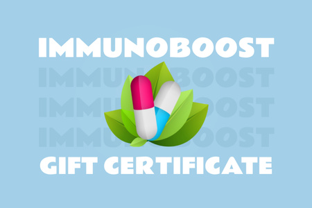 Nutritional Supplements Offer with Illustration of Pills Gift Certificate Design Template