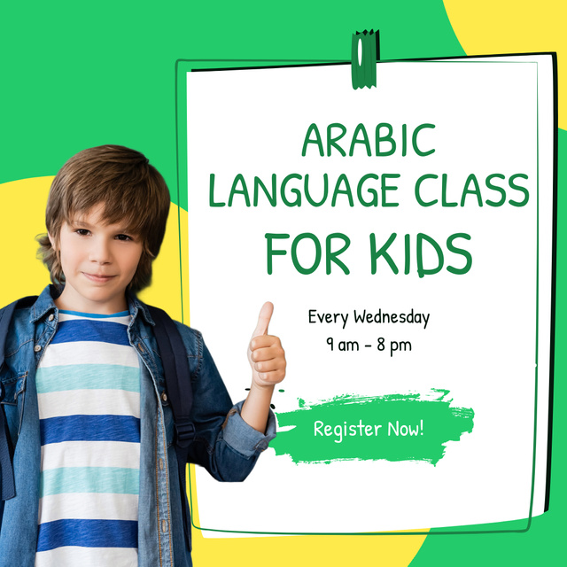 Plantilla de diseño de Arabic Language Class For Kids Instagram 