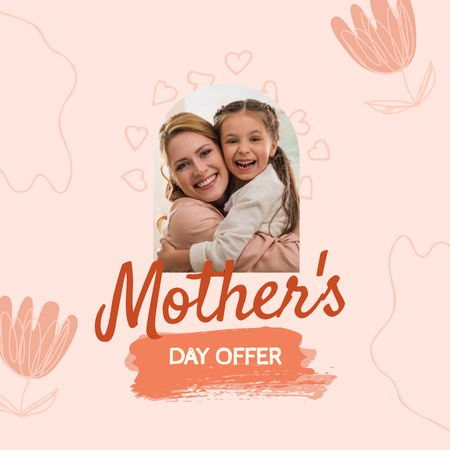 Special Happy Mother's Day with Happy Smiling Mom and Daughter Instagram Design Template