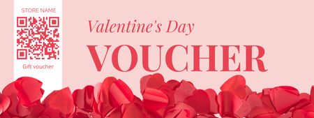 Red Petals For Valentine's Day Gift Voucher Offer Coupon Design Template