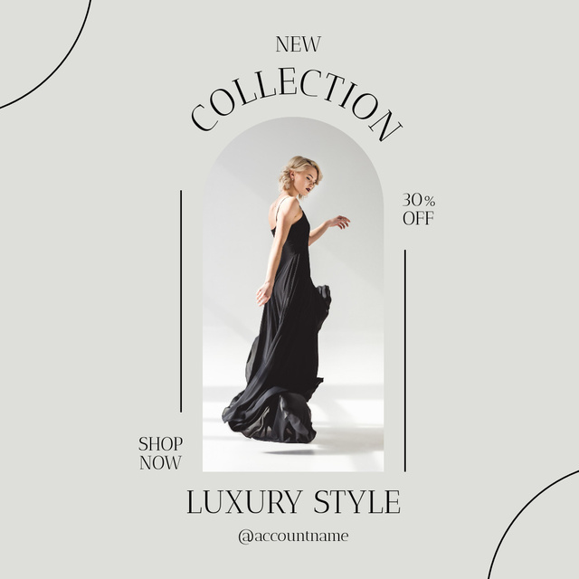 Designvorlage Beautiful Girl In Black Silk Dress für Instagram