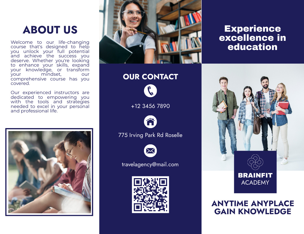 University Study Offer with Young Students Brochure 8.5x11in Design Template
