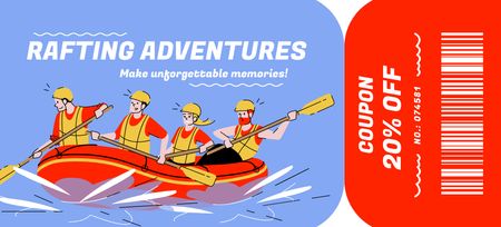 People on Rafting Coupon 3.75x8.25in Design Template