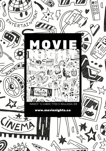 Plantilla de diseño de Movie Night Event Ad with Icons of Cinematography Poster 28x40in 