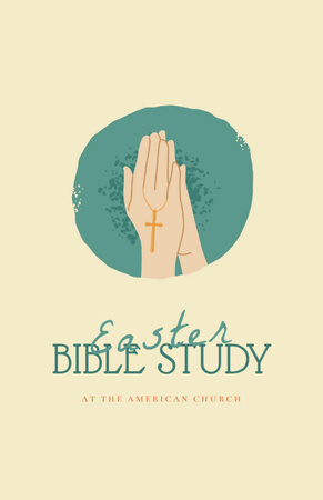 Húsvéti bibliatanulmányozási ajánlat zölden összekulcsolt kézzel Invitation 5.5x8.5in tervezősablon