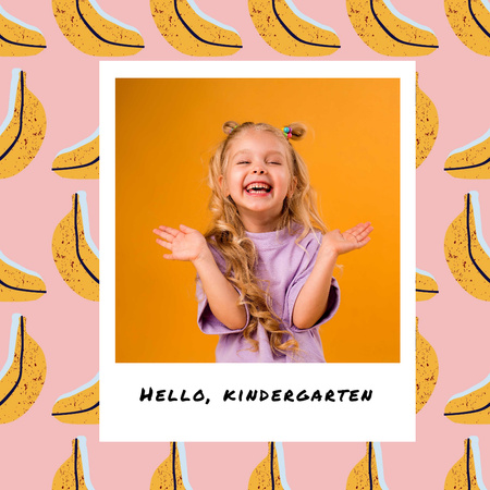 Smiling Little Girl Goes to Kindergarten Instagram Design Template