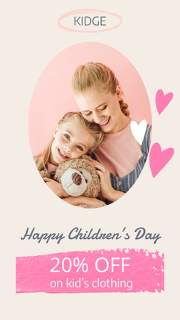 Äiti ja tytär onnellisia lastenpäivänä Instagram Video Story Design Template