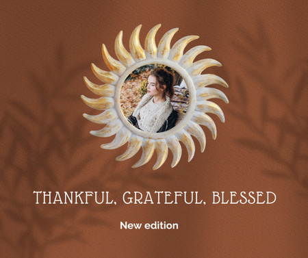 Thanksgiving Holiday Inspiration with Young Woman Facebook Design Template