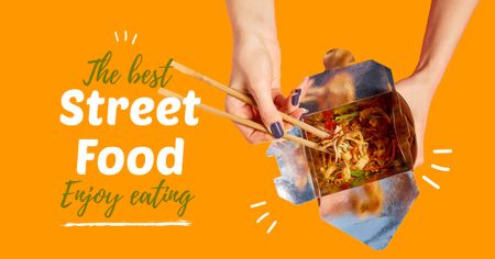Best Street Food Ad with Noodles Facebook AD Design Template