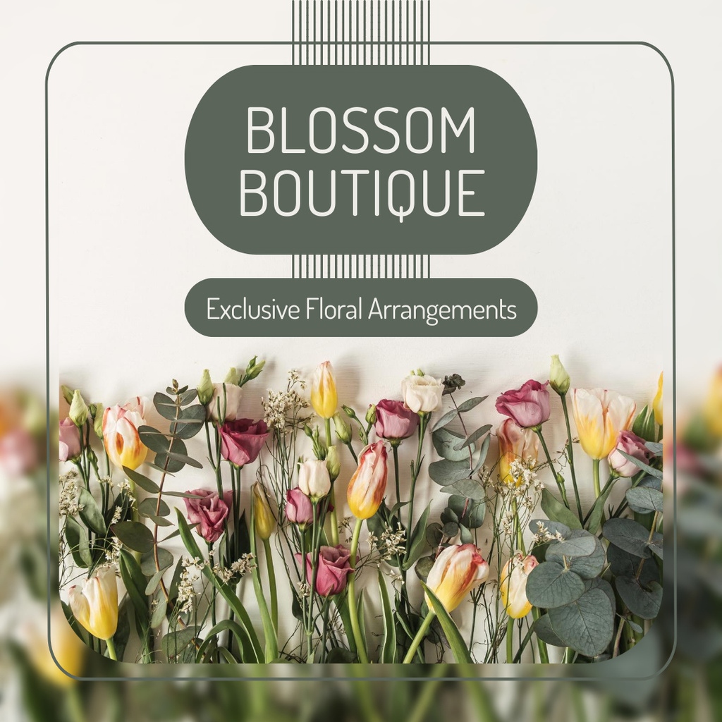 Advertisement for Blooming Boutique with Fresh Flowers Instagram Modelo de Design