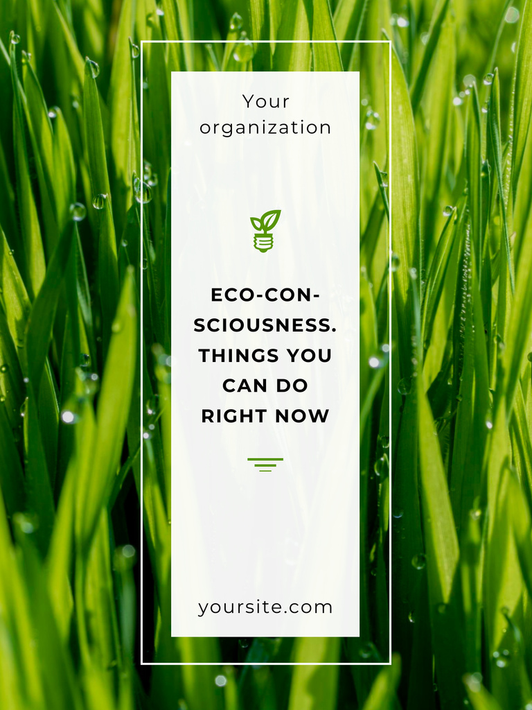 Eco Сoncept with Green Grass Poster US Design Template