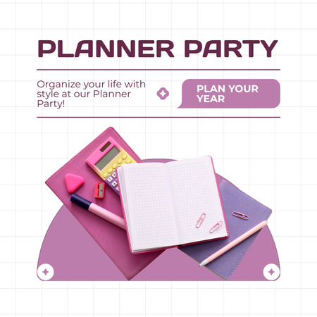 Papírnictví Planner Notebooks Party Instagram Šablona návrhu