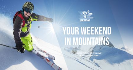 Weekend in snowy mountains Facebook AD Design Template