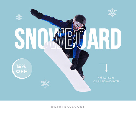 Designvorlage Bieten Sie Rabatte auf Snowboardausrüstung an für Large Rectangle