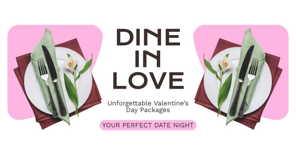 Designvorlage Lovely Valentine's Day Package For Dinner Date für Facebook AD
