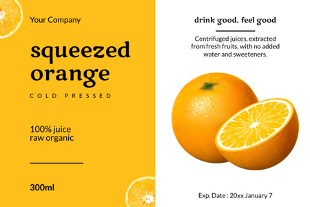 Etiqueta para suco de laranja espremido na hora Label Modelo de Design