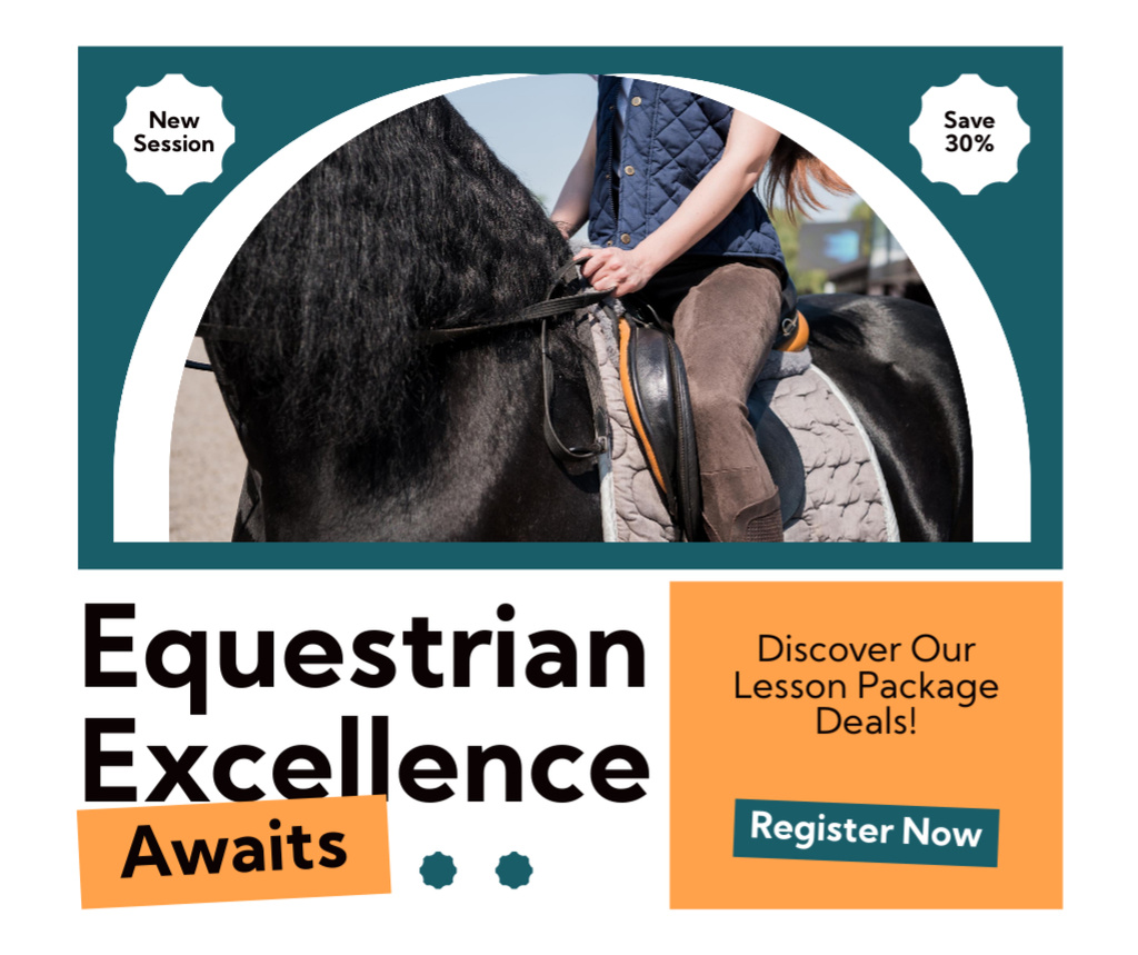 Platilla de diseño Equestrian Lesson Package With Discount Offer Facebook