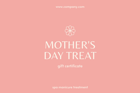 Beauty Treatment Offer on Mother's Day Gift Certificate Design Template
