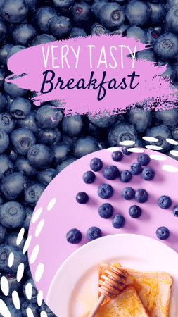 Bread with Honey and Blueberries for Breakfast Instagram Story Design Template