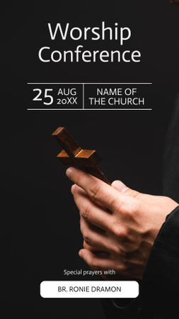 Platilla de diseño Worship Conference Announcement with Cross in Hands Instagram Story