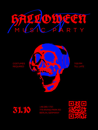 Halloween Music Party Announcement Poster US Design Template